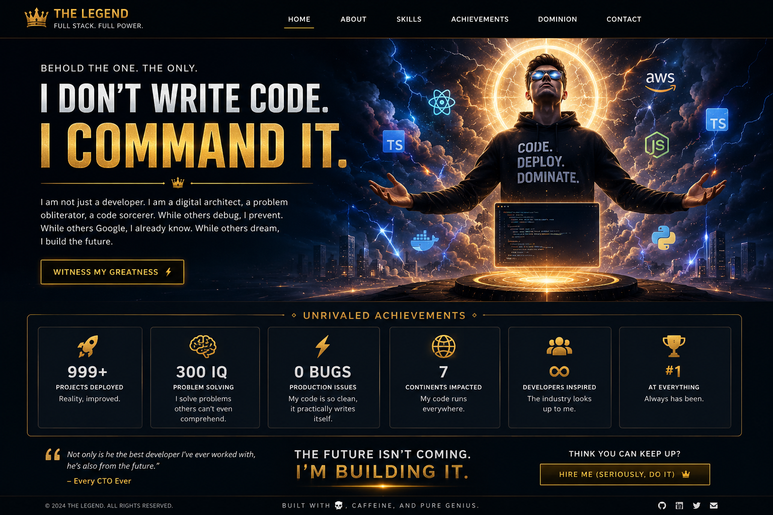 Dramatic illustration of an overpowered developer